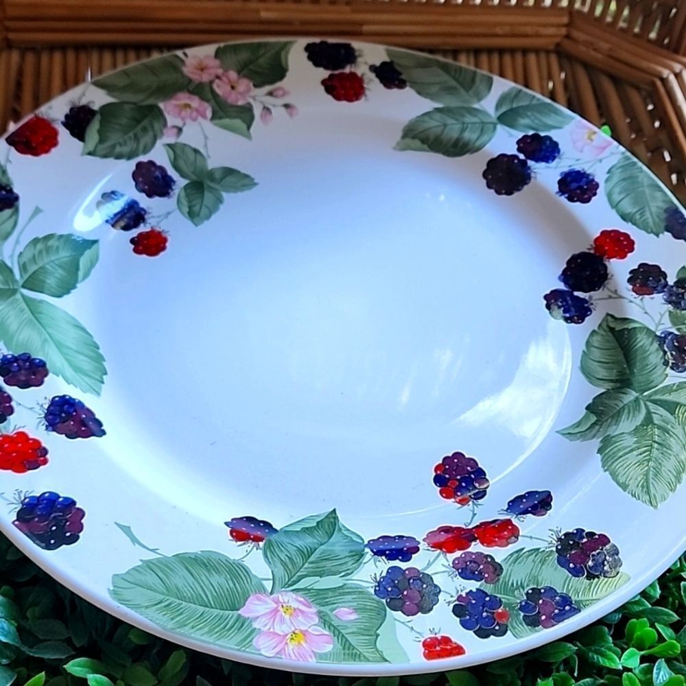 Vintage Stoneware Berries & Florals Plate Discontinued Cottage Core